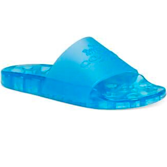 COACH NWT  Ulyssa Jelly Pool Slides DARK BLUE  Size 7 - Picture 1 of 7
